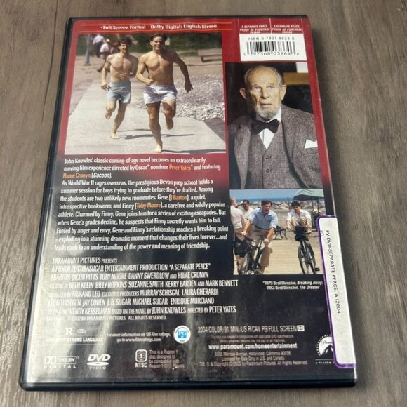 A Separate Peace DVD Full Screen Based on John Knowles Classic Novel - Picture 2 of 2
